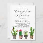 Boho Waterverf Succulents Summer Couples Shower Kaart (Voorkant)