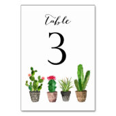 Boho Waterverf Succulents Table Numbers Card 3 Kaart (Achterkant)