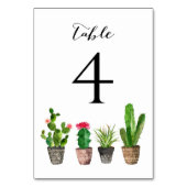 Boho Waterverf Succulents Table Numbers Card 4 Kaart (Achterkant)