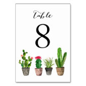 Boho Waterverf Succulents Table Numbers Card 8 Kaart (Voorkant)