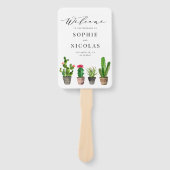 Boho Waterverf Succulents Wedding Ceremony Handwaaier (Voorkant)