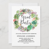 Boho Waterverf Succulents Wreath Graduation Party Kaart (Voorkant)