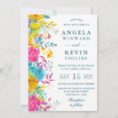 Boho Waterverf Summer Flowers Wedding Kaart (Voorkant)