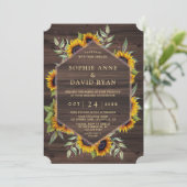 Boho Waterverf Sunflower Wood-rond Kaart (Staand voorkant)