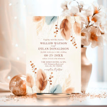 Boho Waterverf Terracotta Beige Blauw Pampasgras