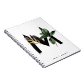 Boho Waterverf Tropical Leaves Letter M Monogram Notitieboek (Rechterzijde)