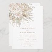 Boho Waterverf Tropical Wedding Invitation Kaart (Voorkant / Achterkant)