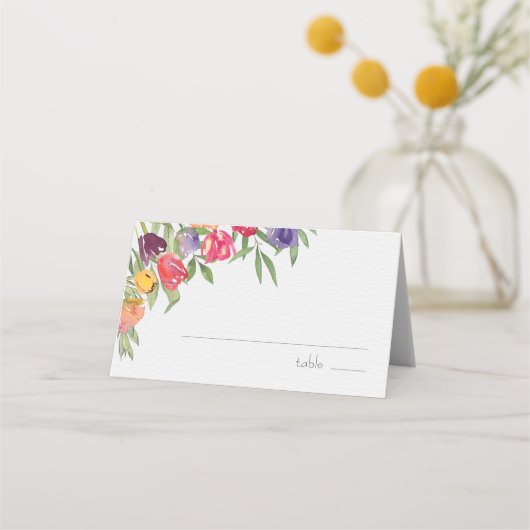 Boho Waterverf Tulpen en Groene Bladeren (Achterkant)