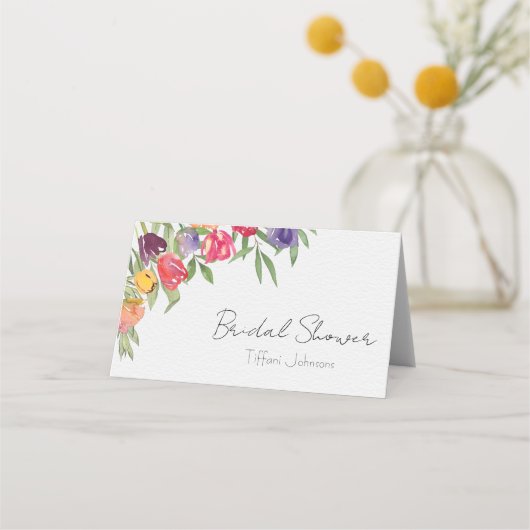 Boho Waterverf Tulpen en Groene Elementen (Voorkant)