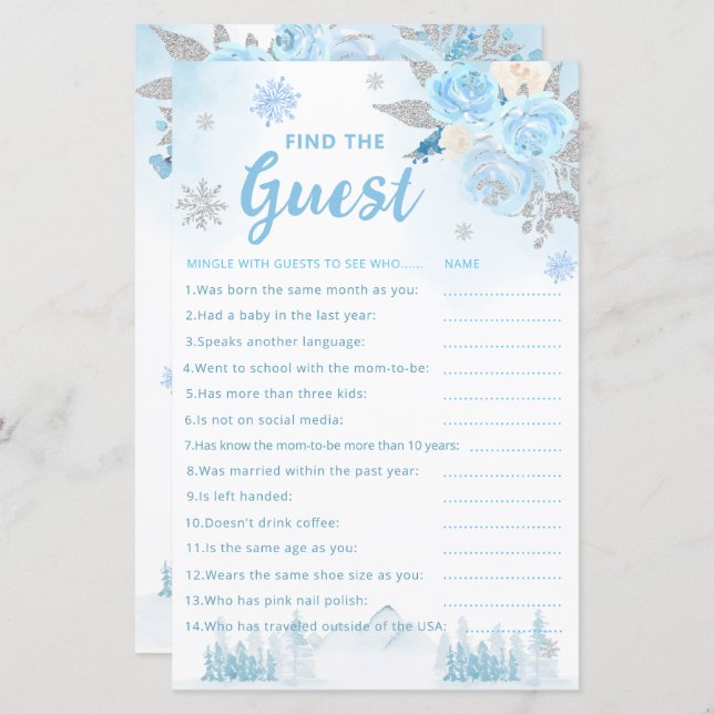 Boho Waterverf Vind het Gast Baby shower Game (Voorkant / Achterkant)