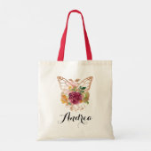 Boho Waterverf Vlinder en bloemen Bruidsmeisje Tote Bag (Achterkant)