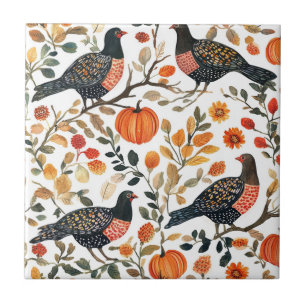 Boho Waterverf Vogels – Artistieke Natuur-Inspirat Tegeltje