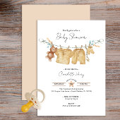 Boho Waterverf waslijn Baby shower Uitnodigen Kaart