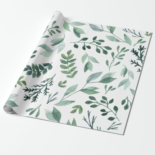 Boho Waterverf Wedding Botanical Cadeaupapier (Uitgerold)