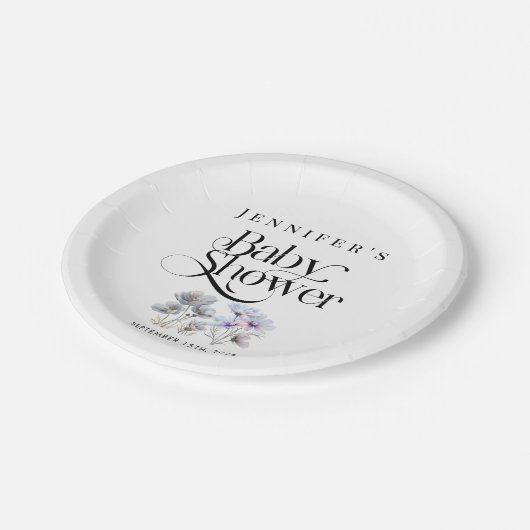 Boho Waterverf Wildbloemen Baby shower Papieren Bordje (Gekanteld)