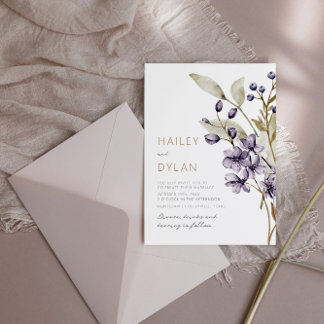 Boho Waterverf Wildbloemen bruiloft uitnodiging