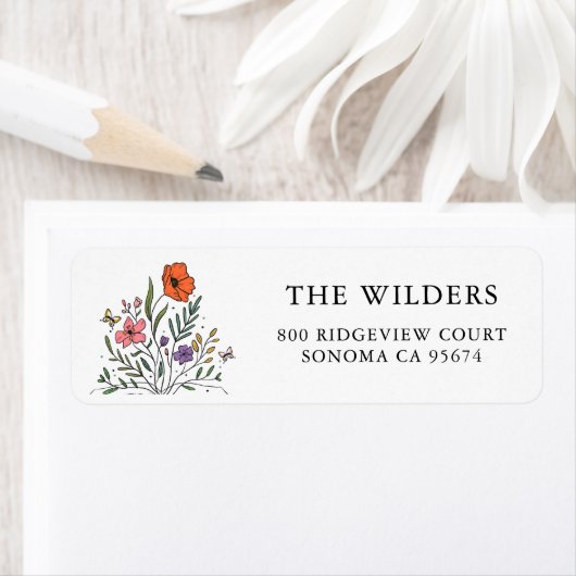 Boho Waterverf Wildbloemen Retouradres Etiket (Insitu)