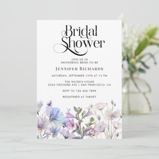 Boho Waterverf Wildbloemen Vrijgezellenfeest Kaart (Staand voorkant)