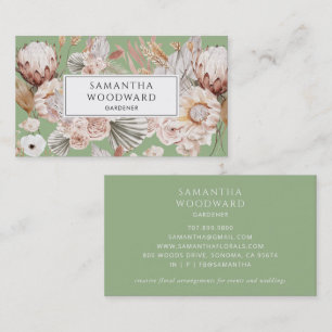 Boho Waterverf Wilde Bloem Tuinier Sage Groen Visitekaartje