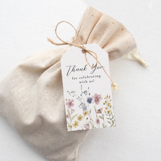 Boho Waterverf Wilde Bloemen Bloemige Dankjewel Cadeaulabel