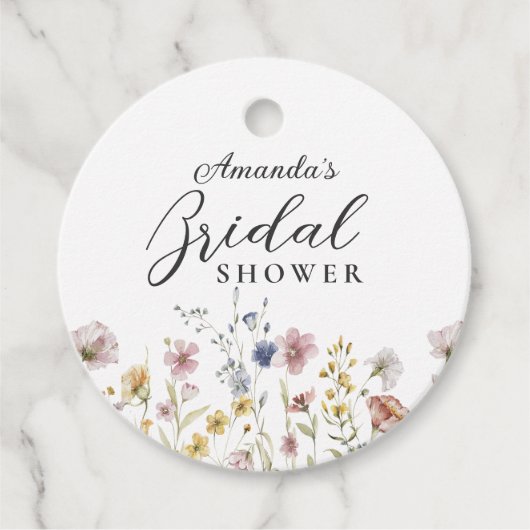 Boho Waterverf Wilde Bloemen Bruiloft Feest Bedankjes Labels (Voorkant)