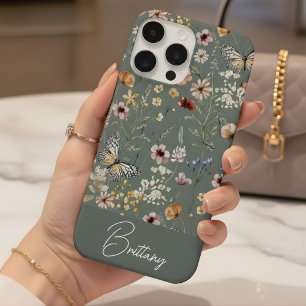 Boho Waterverf Wilde Bloemen Patroon iPhone 15 Pro Hoesje