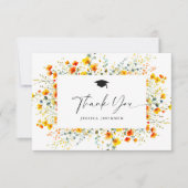 Boho Waterverf Wildflower Afstuderen Bedankkaart (Voorkant)