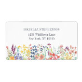 Boho Waterverf Wildflower Bloemen Etiket (Voorkant)