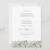 Boho Waterverf Wildflower Botanical Wedding Kaart (Voorkant)