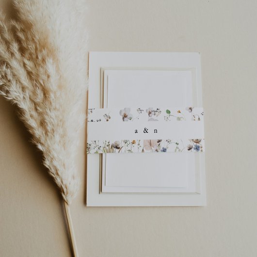 Boho Waterverf Wildflower bruiloft Uitnodigingen Wikkel