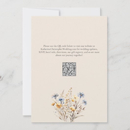 BOHO Waterverf Wildflower Elegant Beige Bruiloft Kaart (Achterkant)
