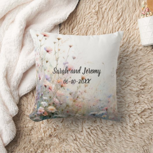 Boho Waterverf Wildflower Floral Personaliseren Kussen (Deken)