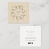 Boho Waterverf Wildflower krans Vierkante Visitekaartje (Voorkant / Achterkant)