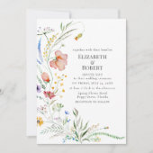 Boho Waterverf Wildflower Wedding Invitation Kaart (Voorkant)