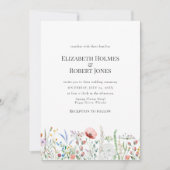 Boho Waterverf Wildflower Wedding Invitation Kaart (Voorkant)