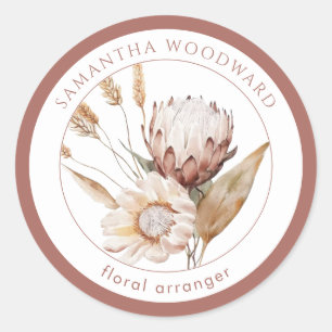 Boho Waterverf Wildflowers Floral Arranger Ronde Sticker