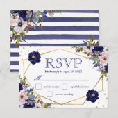 Boho Waterverf Winter Flowers Wedding RSVP Kaart (Voorkant / Achterkant)