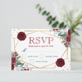 Boho Waterverf Winter Flowers Wedding RSVP Kaart (Staand voorkant)