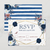 Boho Waterverf Winter Flowers Wedding RSVP Kaart (Voorkant / Achterkant)