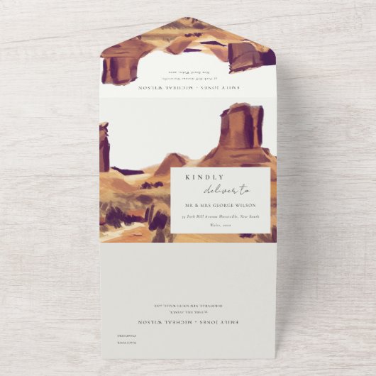 Boho Waterverf Woestijnlandschap Uitnodiging (Buitenkant)