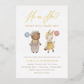 Boho Waterverf Woodland Animals onthullen geslacht Folie Uitnodiging (Voorkant)