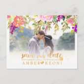 Boho Waterverf Zomer Bloemen Save the Date Aankondigingskaart (Voorkant)