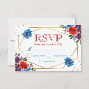 Boho Waterverf Zomer Bloemen Trouw RSVP Kaart