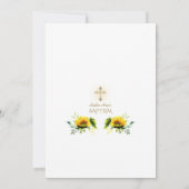 Boho Waterverf Zonnebloemen Kruis Jongens Doop Kaart (Achterkant)