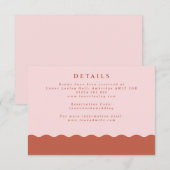 Boho Wavy Edge Blush en Terracotta Wedding Details Informatiekaartje (Voorkant / Achterkant)