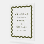 Boho Wavy Frame Green Mariage Bienvenue (Angle)