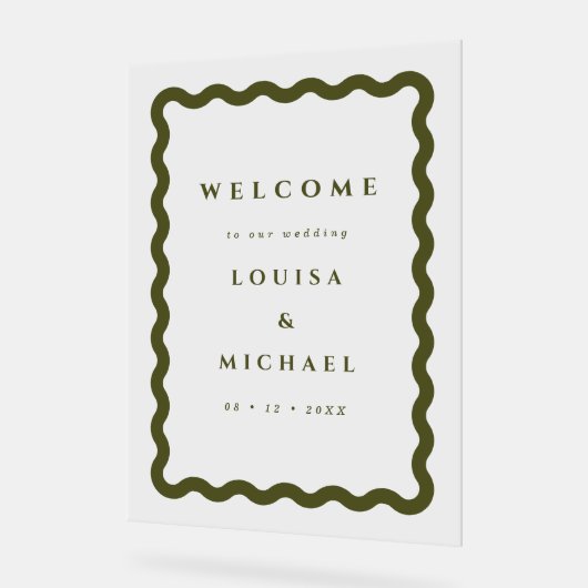 Boho Wavy Frame Green Mariage Bienvenue (Angle)