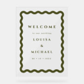 Boho Wavy Lijst Green Wedding Welkom Acryl Bord (Voorkant)