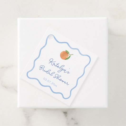 Boho Wavy Line Citrus Main Squeeze Vrijgezellenfee Bedankjes Labels (In situ)