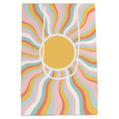 Boho Wavy Sun Rays Retro Design Medium Cadeauzakje (Achterkant)